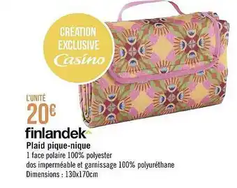 Géant Casino Finlandek Plaid Pique-nique offre