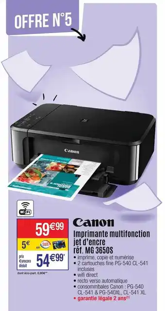 Cora x Carrefour Imprimante Multifonction Jet D'encre Canon offre