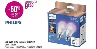 Casino Supermarchés Led Wiz E27 Couleur 60w X2 -50% Sur Le 2e offre
