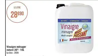 Casino Supermarchés Vinaigre Ménager Nature 20° - 10l offre