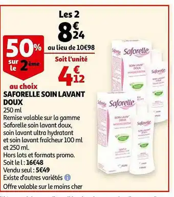Auchan Saforelle Soin Lavant Doux 50% Sur Le 2ème offre