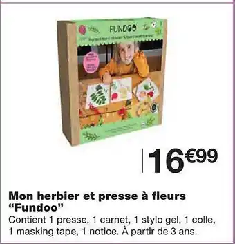Monoprix Mon Herbier Et Presse à Fleurs offre
