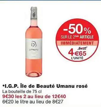 Monoprix I.g.p. île De Beauté Umanu Rosé offre