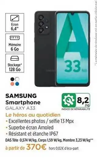 Pulsat Smartphone Samsung Galaxy A33 offre