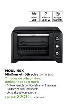 Pulsat Minifour Et Rôtissoire Moulinex Ox 485810 offre