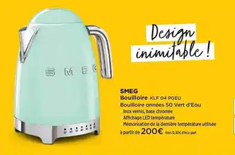 Pulsat Bouilloire Smeg Klf 04 Pgeu offre
