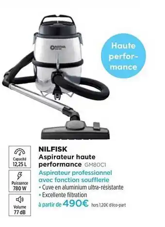 Pulsat Aspirateur Haute Performance Nilfisk Gm80c1 offre