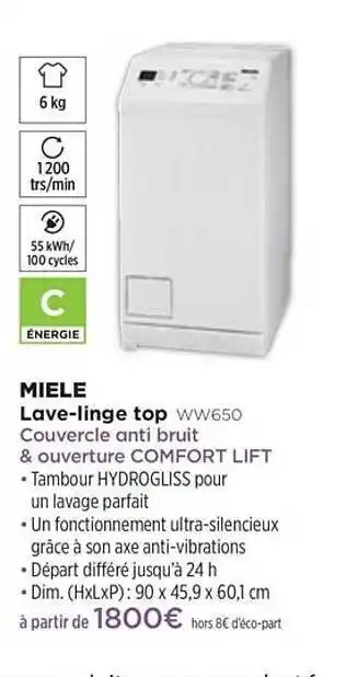 Pulsat Lave-linge Top Miele Ww650 offre