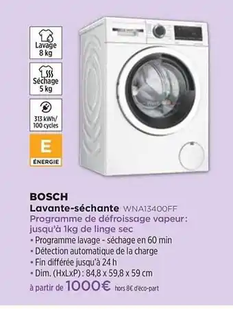 Pulsat Lavante-séchante Bosch Wna13400ff offre