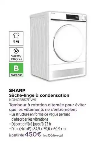 Sèche-linge à Condensation Sharp Kdncb8s7pw9