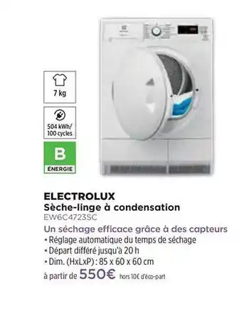 SĂšche-linge Ă Condensation Electrolux Ew6c4723sc