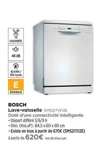 Pulsat Lave-vaisselle Bosch Sms21tw12e offre