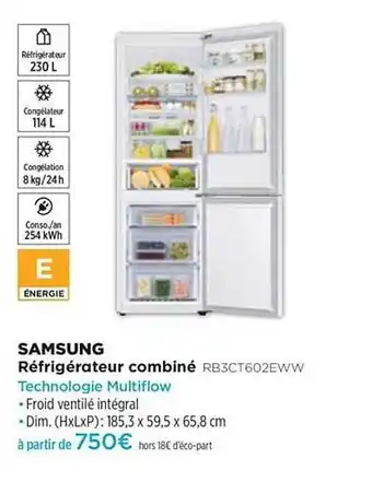 Pulsat Réfrigérateur Combiné Samsung Rb3ct602eww offre