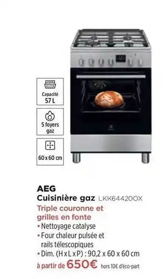 Pulsat Cuisinière Gaz Aeg Lkk644200x offre