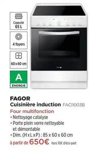 Cuisinière Induction Fagor Fac11003b