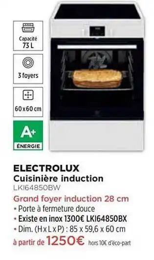 Cuisinière Induction Electrolux Lk164850bw