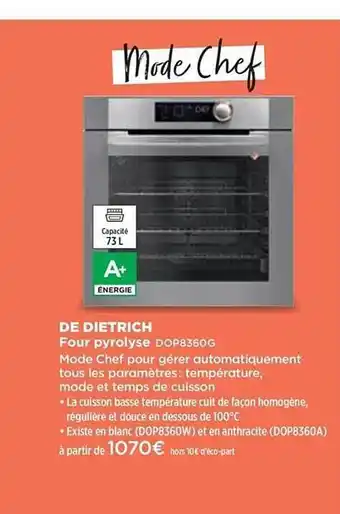 Pulsat Four Pyrolyse De Dietrich Dop8360g offre