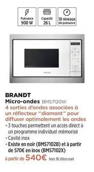 Pulsat Micro-ondes Brandt Bms7120w offre