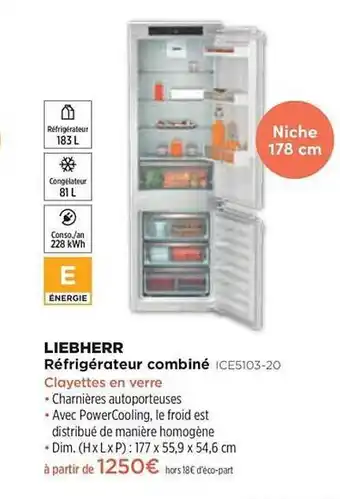 Pulsat Réfrigérateur Combiné Liebherr Ice5103-20 offre