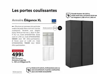 BUT Armoire 2 Portes L. 120 Cm Elégance Xl offre