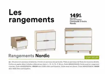BUT Commode 3 Tiroirs Nordic offre