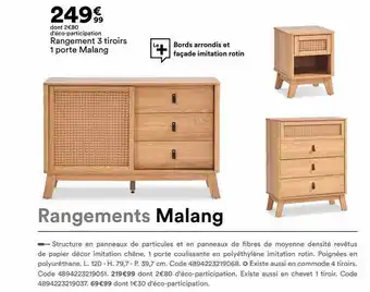 BUT Rangement 3 Tiroirs 1 Porte Malang offre