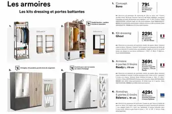 BUT Kit Dressing Bono, Kit Dressing L. 110 Cm Ghost, Armoire 4 Portes 2 Tiroirs, L. 179 Cm Ready, Armoire 5 Portes 2 Tiroir Balan offre