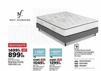 BUT Matelas étoile 140 X 190 Cm Nuit Faubourg, Matelas étoile 160 X 200 Cm Nuit Faubourg, Matelas étoile 180 X 200 Cm Nuit Faubou offre