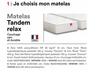 BUT Matelas Tandem Relax offre