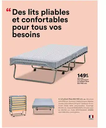 BUT Lit Pliant Noa 90 X 190 Cm offre