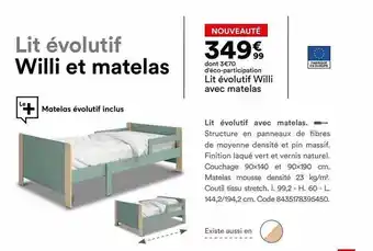 BUT Lit évolutif Willi Avec Matelas offre