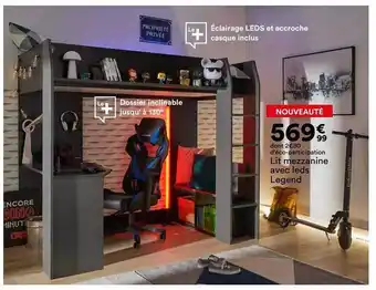 BUT Lit Mezzanine Avec Leds Legend offre