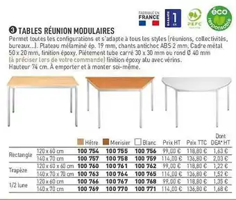 Hyperburo Table Réunion Modulaires offre