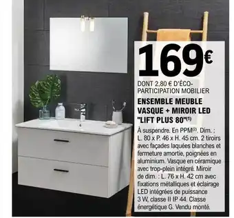 E.Leclerc Brico Ensemble Meuble Vasque + Miroir Led offre