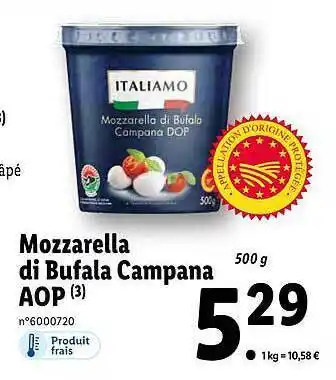 Lidl Mozzarella Di Bufala Campana Aop Italiamo offre