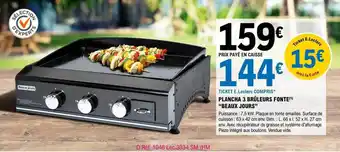 E.Leclerc Brico Plancha 3 Bruleurs Fonte offre