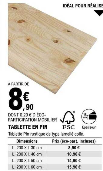 E.Leclerc Brico Tablette En Pin offre