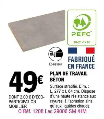 E.Leclerc Brico Plan De Travail Béton offre