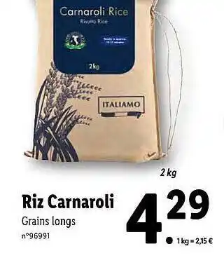 Lidl Riz Carnaroli offre