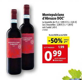 Lidl Montepulciano D'abruzzo Doc offre