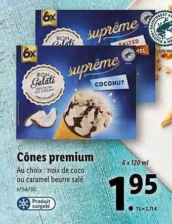 Lidl Cônes Premium Bon Gelati offre