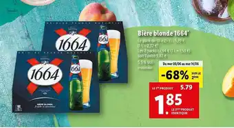 Lidl Bière Blonde 1664 offre