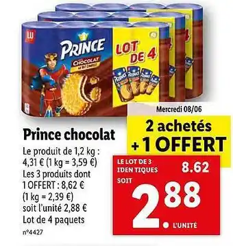 Lidl Prince Chocolat offre