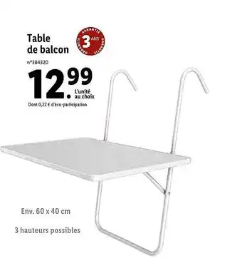 Lidl Table De Balcon offre