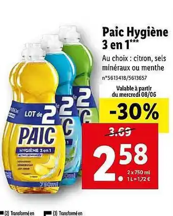 Lidl Paic Hygiène 3 En 1 offre