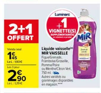 Carrefour Liquide Vaisselle Mir Vaisselle offre