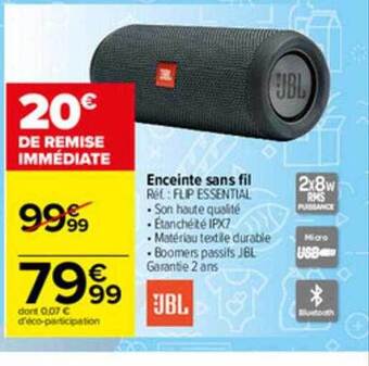 Carrefour Enceinte Sans Fil Jbl offre