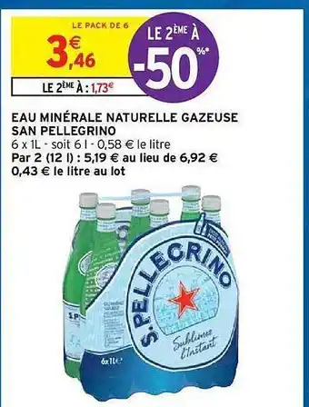 Intermarché Hyper Eau Minérale Naturelle Gazeuse San Pellegrino offre