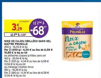 Intermarché Hyper Noix De Cajou Grillées Sans Sel Maître Prunille offre