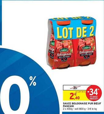 Intermarché Hyper Sauce Bolognaise Pur Boeuf Panzani offre